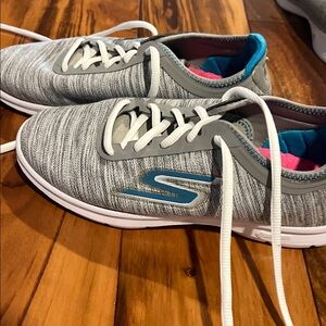 Skechers Gray and Blue Casual Sneakers